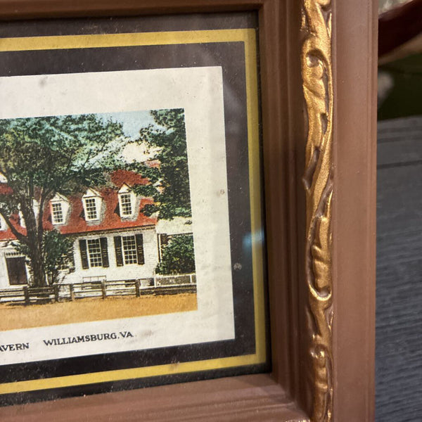 Vintage Raleigh Tavern Framed Art 7" x 6"
