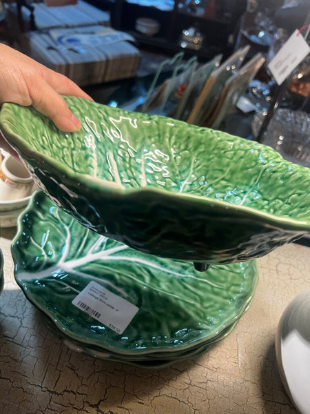 Cabbage Ware Footed Serving Bowl