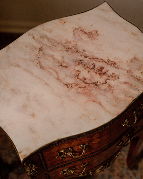 Pair of Antique French Louis XV Marquetry Nightstands