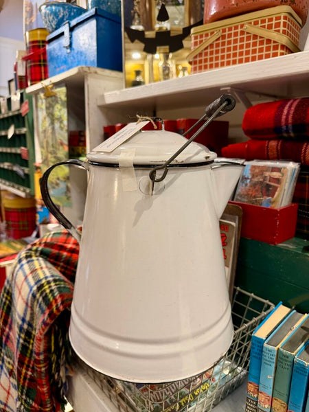 JFV ~ Vintage large enamel camp coffee pot with Halloween decal