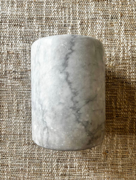 Natural White Marble With Gray Veining Wine Chiller/ Utensil Holder