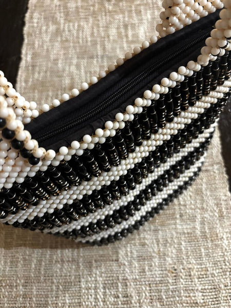 Vintage Black and White Beaded Bag