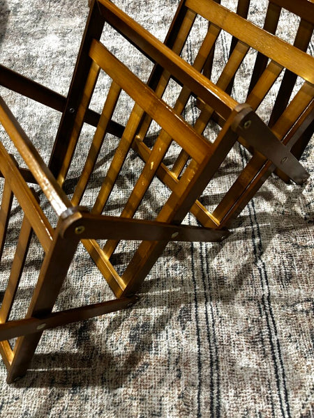 Vtg Folding Wood Wine Rack