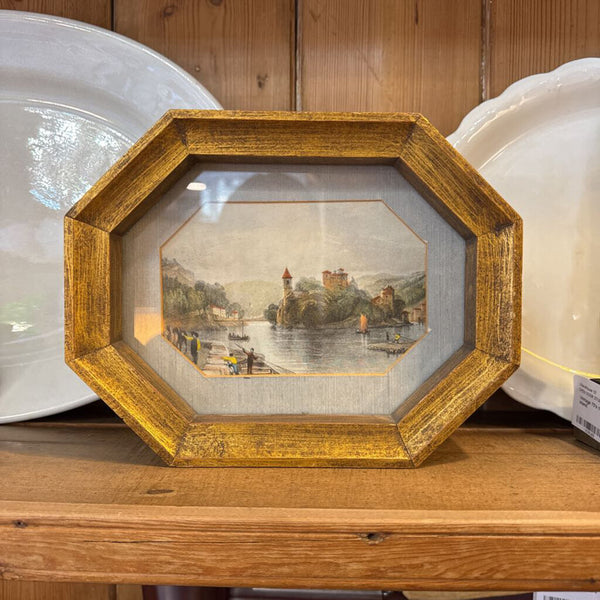 Octagonal frame vintage print (each)