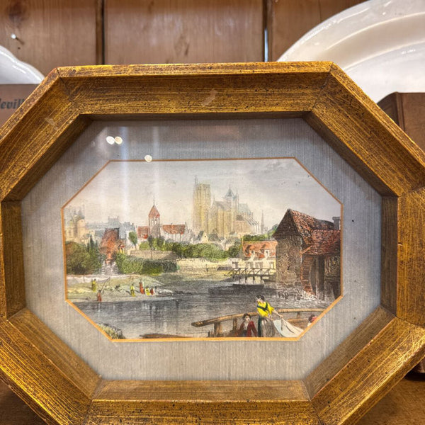 Octagonal frame vintage print (each)