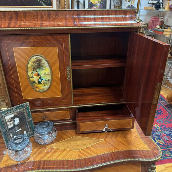 Vint XV-Style Marquetry Secretary Desk, Made In Spain 29x53x20" In Store Pick Up Only