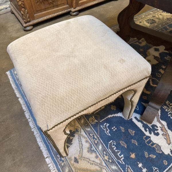 PAIR SUEDE BRASS NAILHEAD OTTMANS 20T 21X21 IN STOR EPICK UP ONLY