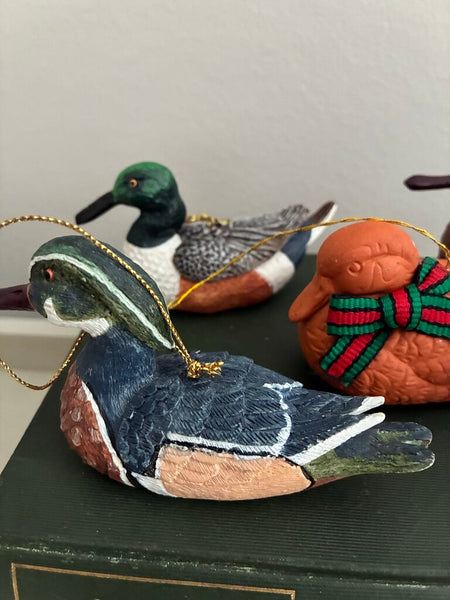 Vintage Set of Five Duck Ornaments 3.5"w
