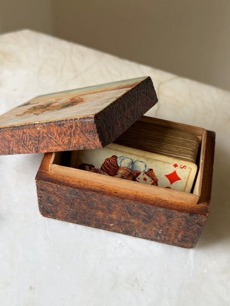 1841 53 Mini Playing Cards in Hand Painted Box