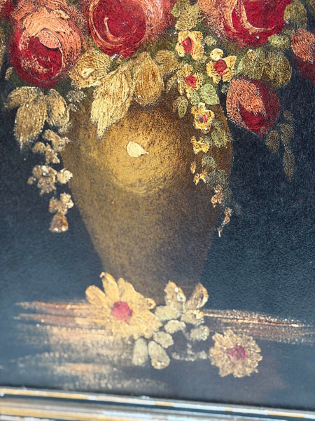 0447 Antique Oil on Board Floral
