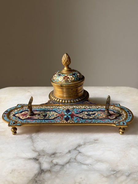 2468 French Champlave Inkwell