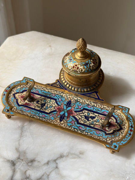 2468 French Champlave Inkwell