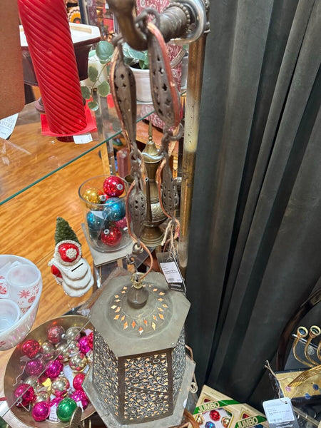 Vintage Brass Moroccan Style Hanging Lantern As Found W2103