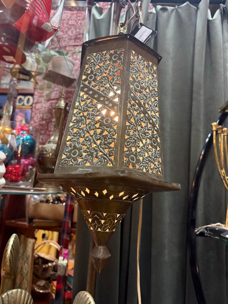 Vintage Brass Moroccan Style Hanging Lantern As Found W2103