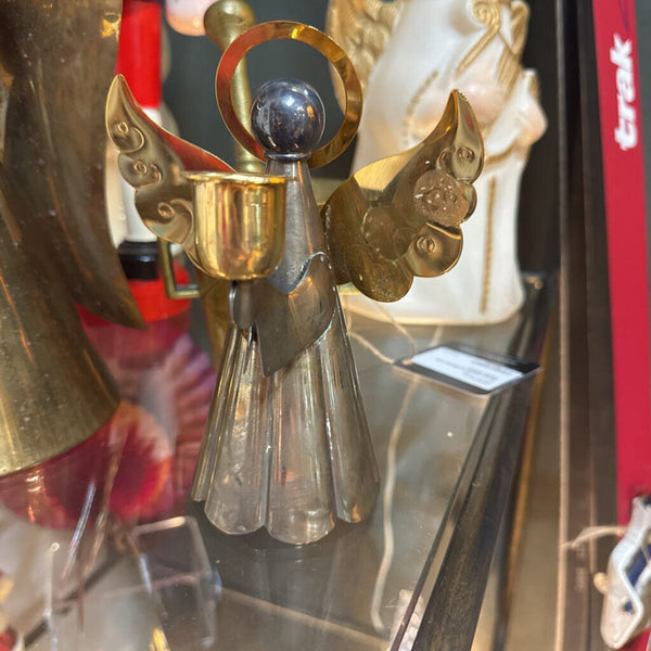 Small Brass and Copper Angel Candleholder H4008