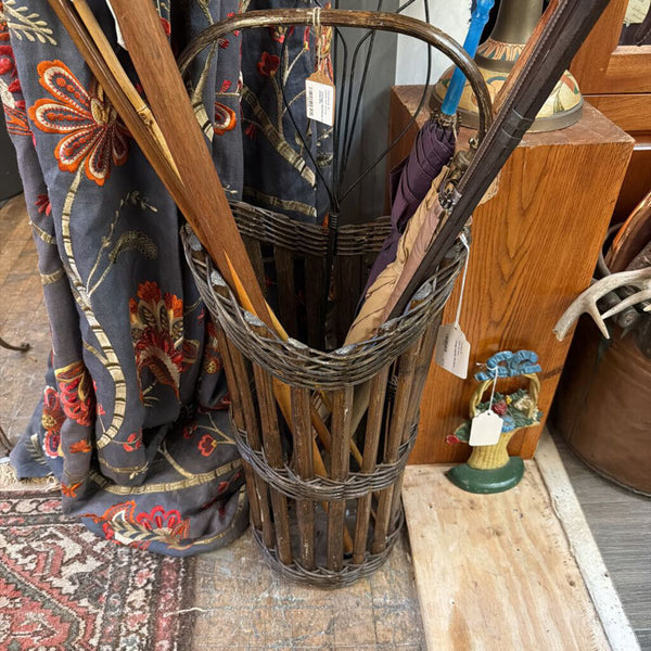 Vintage Bamboo and Wicker Umbrella