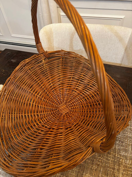 Vtg Woven Wicker Gathering Basket~ 21W X 16D X 14.5 H