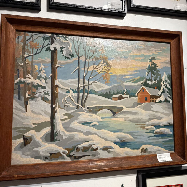 Wonderful Vintage PBN winter scene 21x26