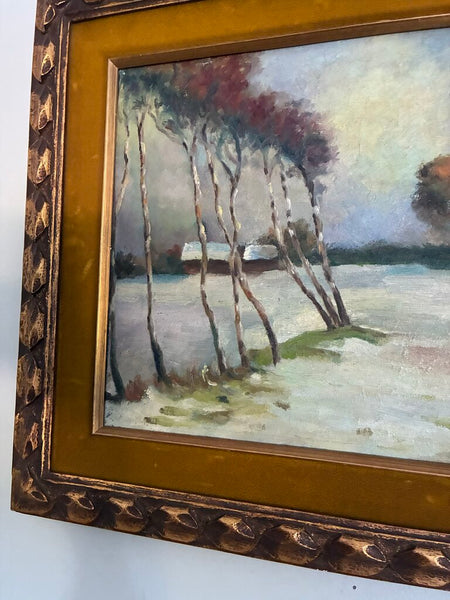 Vintage Oil on Canvas Landscape Painting w/ Velvet Matte 22" x 18"