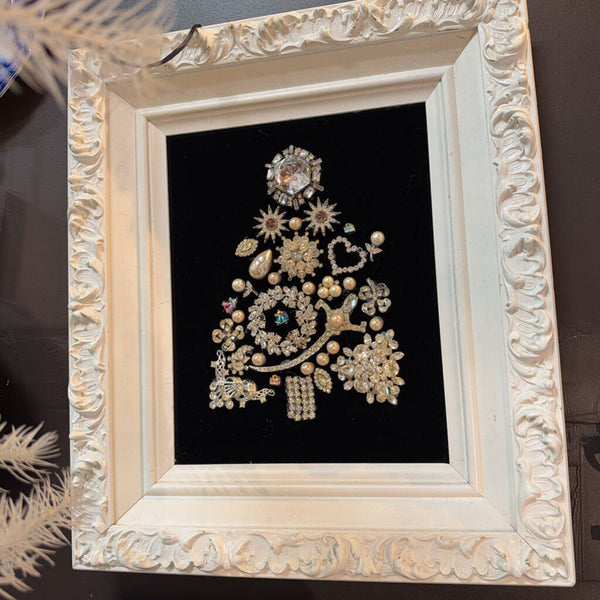 Vintage rhinestone jewelry tree handmade