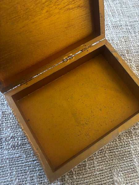 Vtg Italy Florentine Renaissance Gilt Wooden Box Butterfly Angel Mandolin