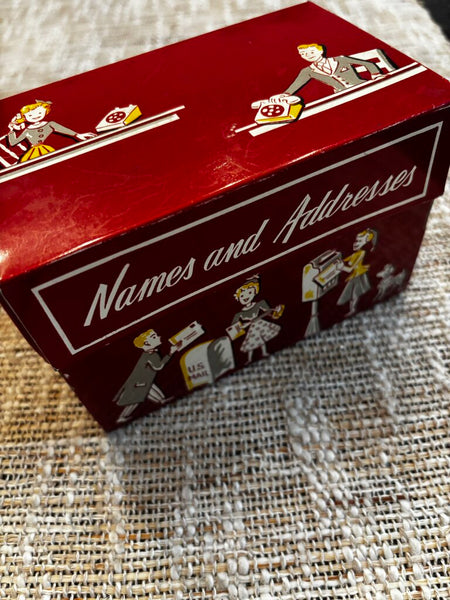 Vintage Stylecraft Of Baltimore Names & Addresses Tin Box W/ Cards