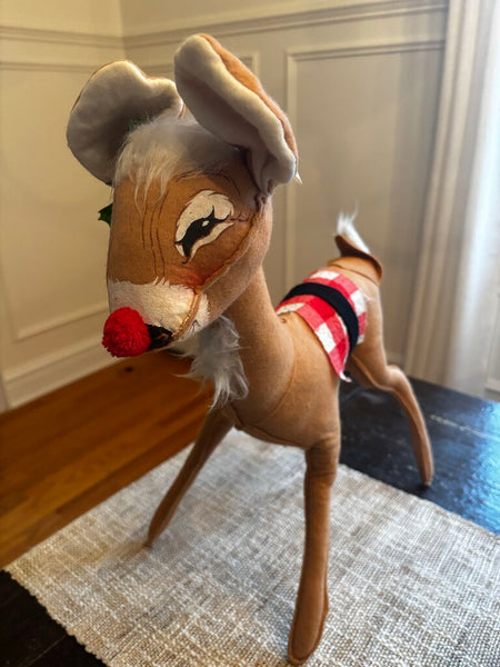 VTG Annalee Mobilitee 19" Christmas Reindeer Rudolph Red Nose Saddle 1971 (RARE)