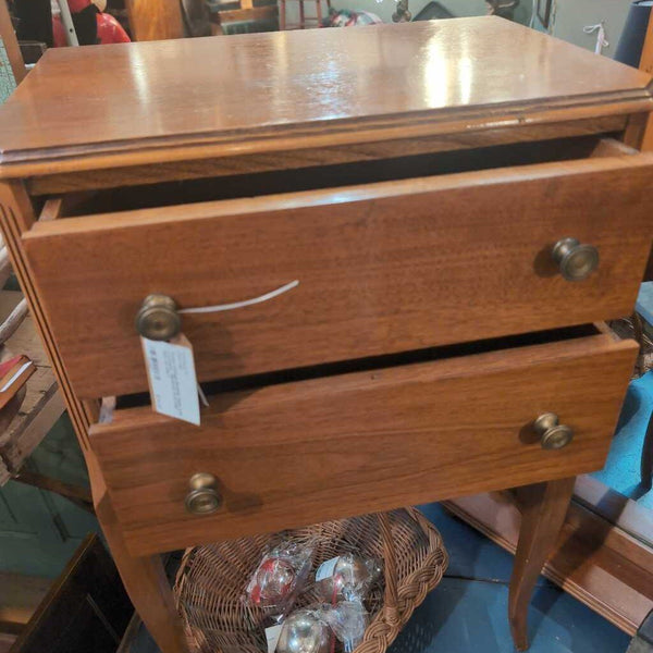 Sweet Vintage Bedside Table with 2 Drawers 29x32x12. IN STORE PICK UP ONLY