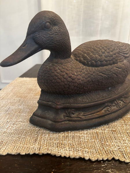 Vintage 1970s Cast Iron Duck Doorstop Wright Studios 16"