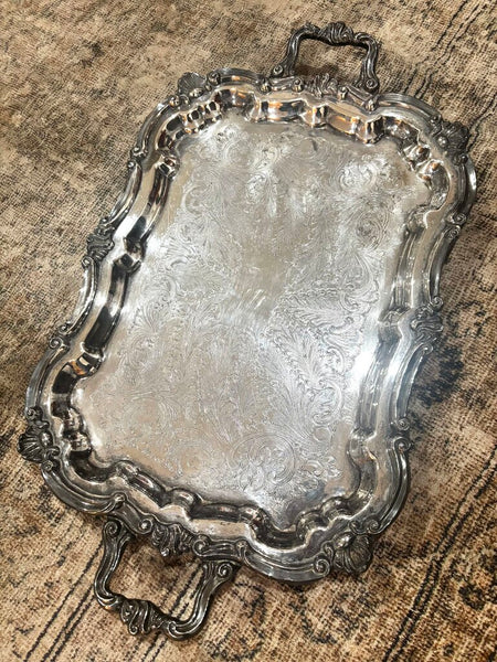 Vintage Silver Footed Tray 24 x 15