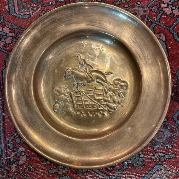 Vintage Brass Equestrian Wall Hanging 16" x 3"