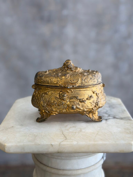 Antique Gilt Spelter Casket