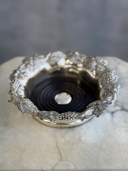 1711 Silverplate/wood Coaster