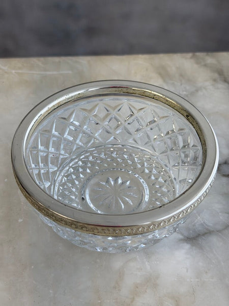 Glass Bowl w/ silver rim