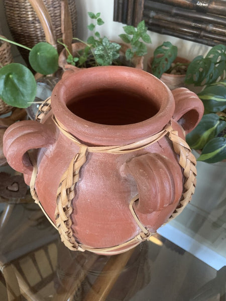 Terra Cotta w/wicker Vase