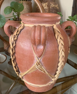 Terra Cotta w/wicker Vase