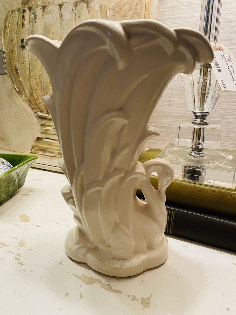 McCoy swan vase as found