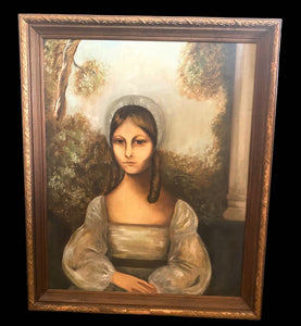 1930's Oil Lady Portrait 28" x 34" as found