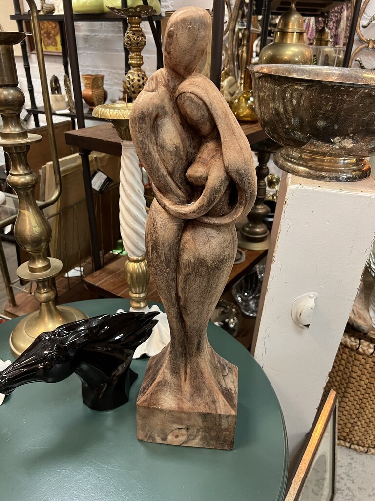 Wood couple statue