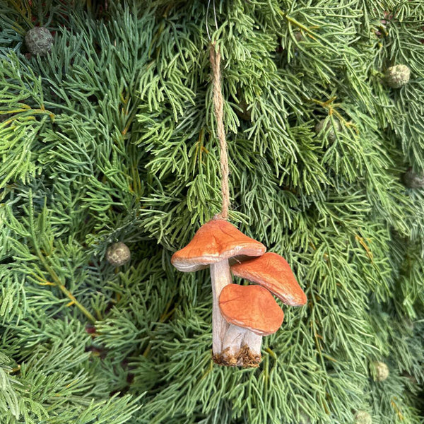 Mushroom x 3 ornament orange