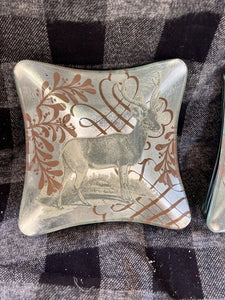 Set of 3 silvered deer bowls - right facing