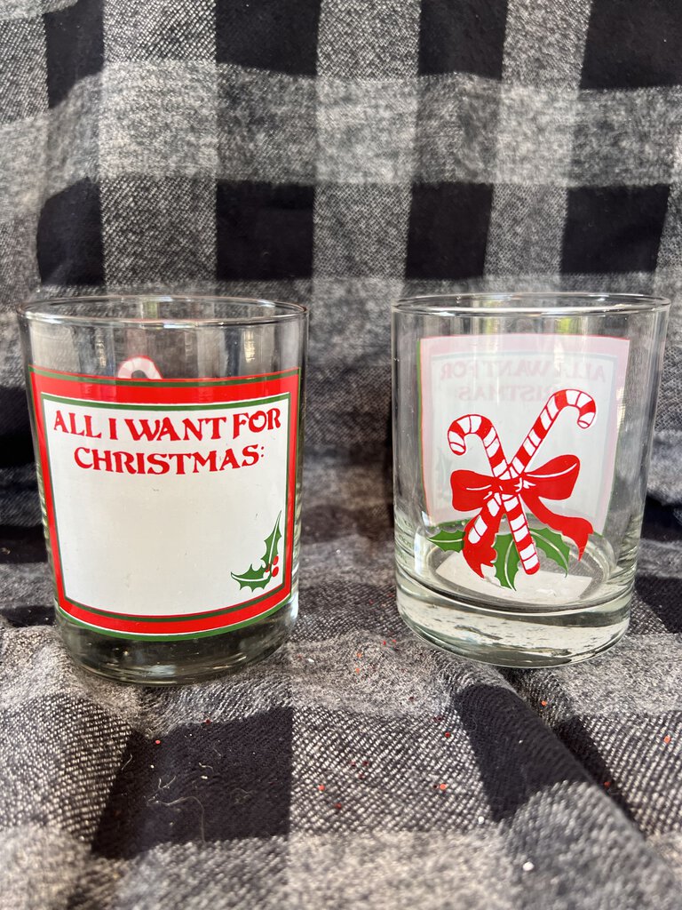 Pair of All I want For Christmas cocktail glasses