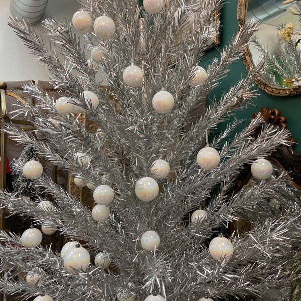 Vint. 7 ft Tinsel tree w/Ornaments