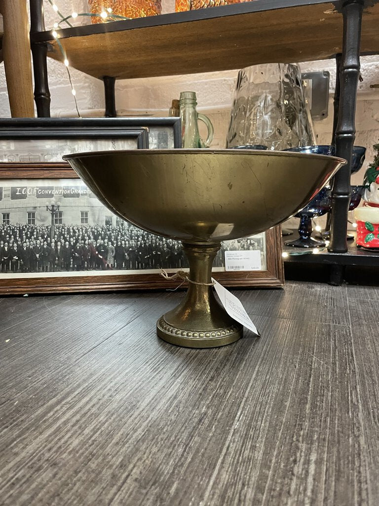 Large Brass Pedestal Bowl W0695