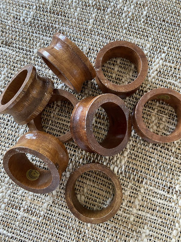 Vintage Wood Napkin Rings Set of 8