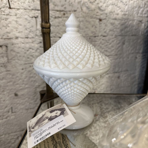MILK GLASS SOY CANDLE CUCUMBER WATER + MELON