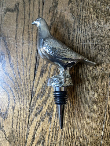 Vintage Silver Metal Pigeon Trophy Wine Stopper W0976