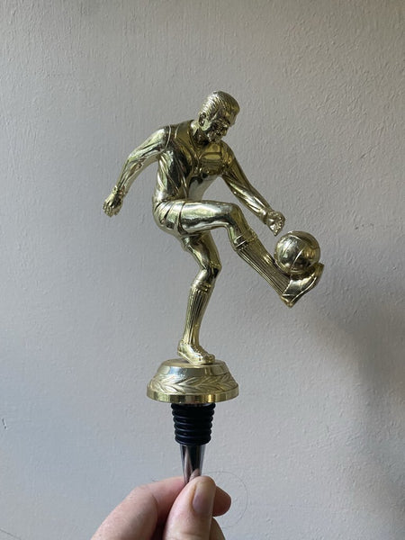 Plastic Soccer Player Trophy Wine Stopper W1103