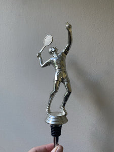 Silver Plastic Tennis Trophy Wine Stopper W1106