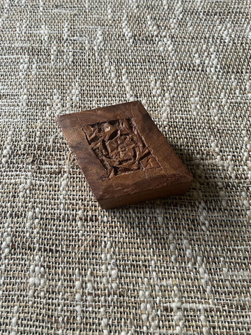 Small Diamond Shaped Carved Wood Box